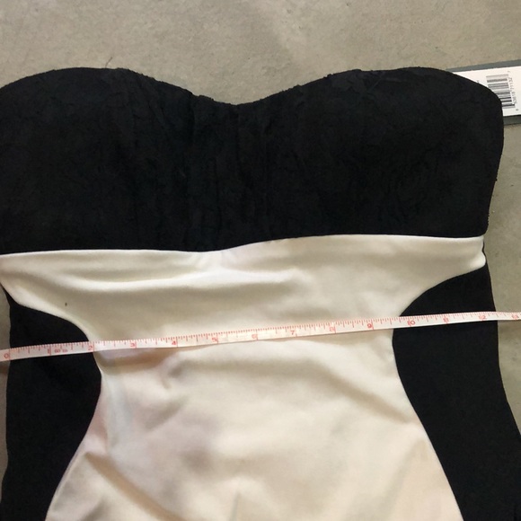 Black and White Tight Strapless Cocktail Dress - Picture 7 of 10